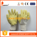 Yellow Latex Crinkle Finished Cotton Liner Working Glove (DCL403)